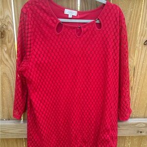 Shannon Ford New York Chic Red Textured Blouse 2X